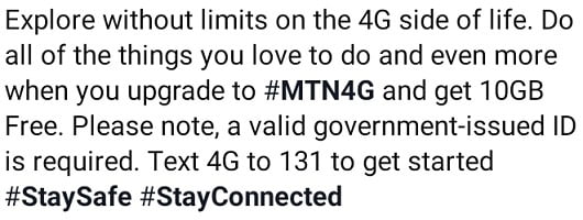 Free 10GB on MTN 4G