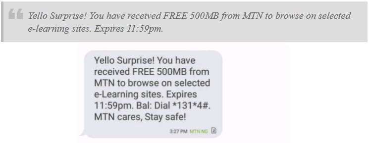 MTN Free 500MB on mPulse