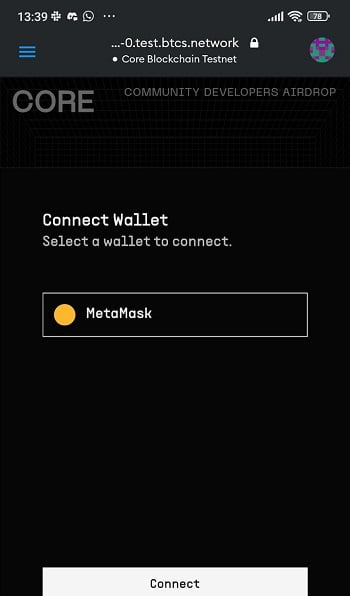 Connect wwallet to Metamask
