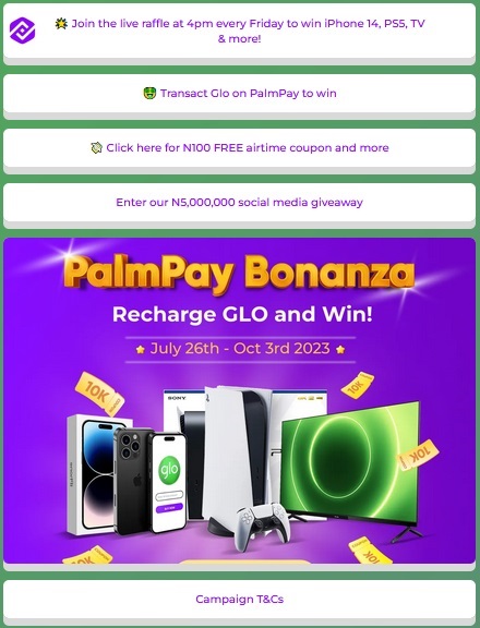 Palmpay bonanza win new iPhone 14 Pro Max and Tecno V Fold
