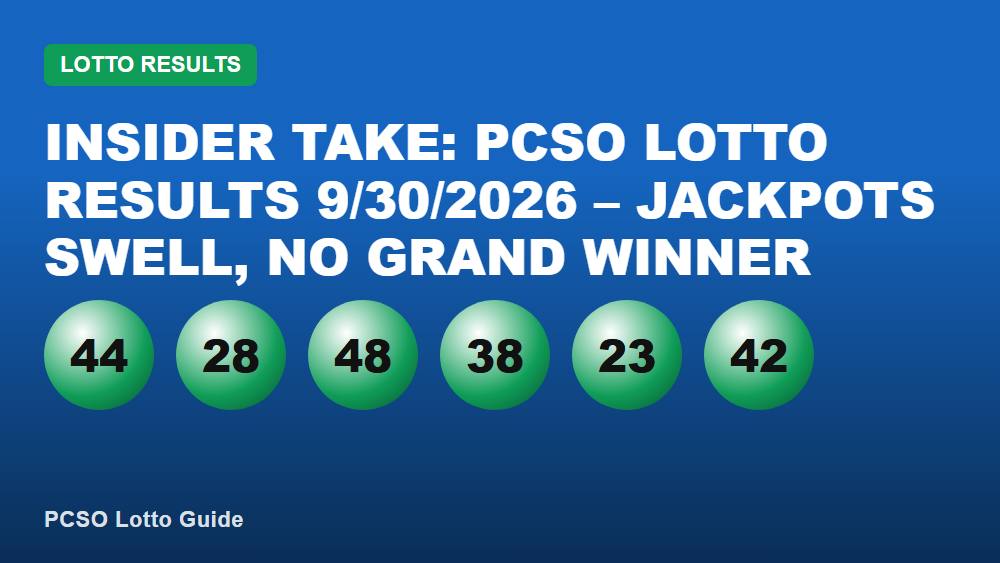 Insider Take: PCSO Lotto Results 9/30/2026 – Jackpots Swell, No Grand Winner
